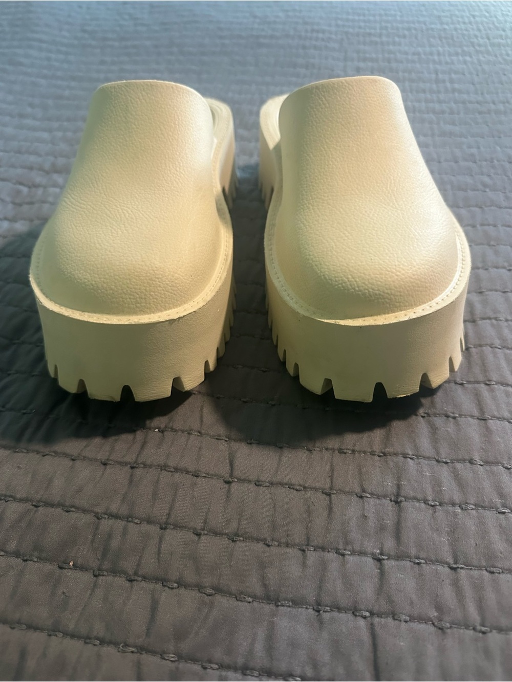 Jeffrey Campbell Cream Chunky Platform Slip-On Clog Mules - Picture 5 of 5